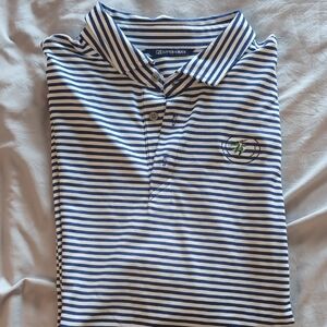 Cutter & Buck Men's Navy and White Striped Polo